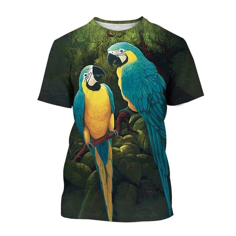 Fashion New Color Parrot Graphic T Shirts For Unisex Summer Trend Casual Tees Harajuku Printed O-neck Short Sleeve Top