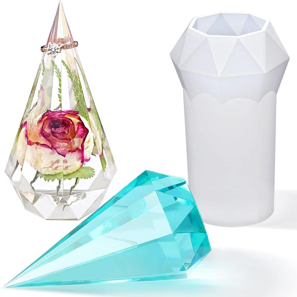 Diamond Shaped Faceted Silicone Resin Mold Ring Holder Molds Valentine's Day