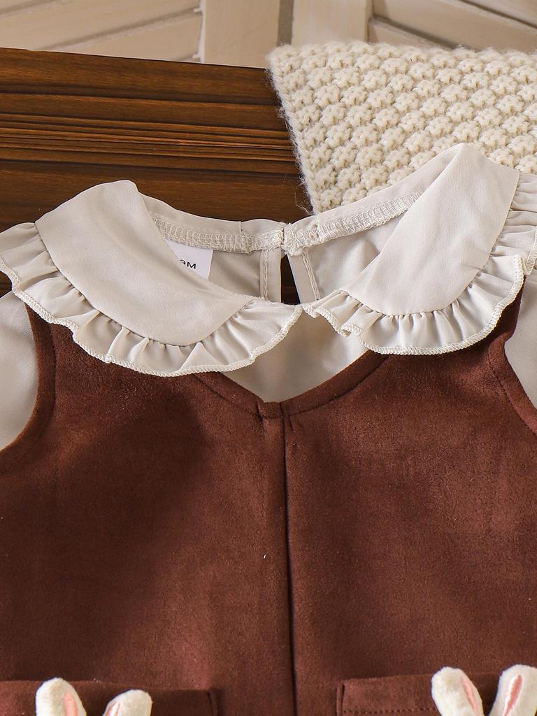 Новый европейский и американский наряд для девочек: Белый топ с длинным рукавом + платье