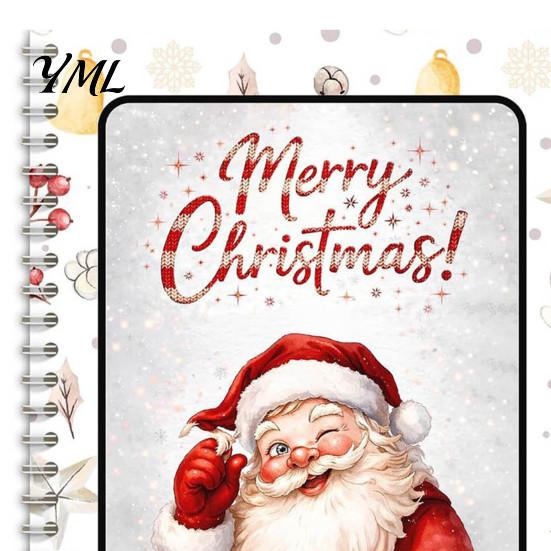 Festive Holiday Souvenir Holders Christmas Spiral Bound Book, Vibrant Design Keepsake Booklet, Gift Card Compact Decorative Present Holder for Friends