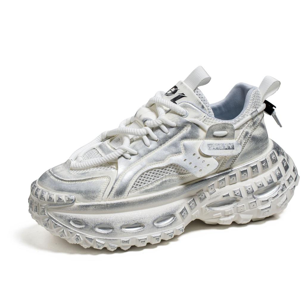 Весна и осень, новые спортивные повседневные туфли с толстой подошвой, модная обувь для подростков с сетчатой дышащей подошвой