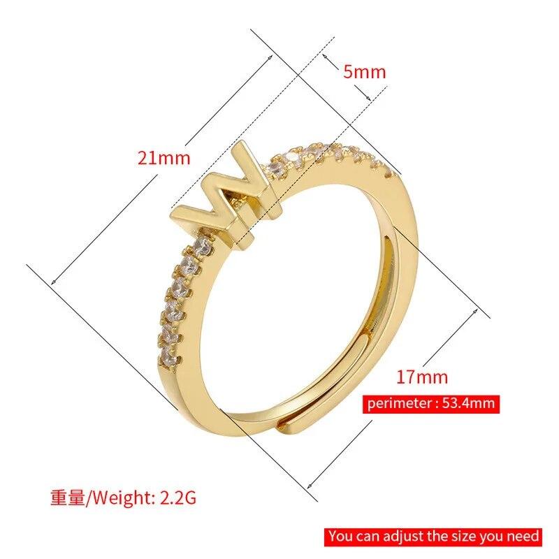 For Women Fashion Inlaid Zircon Adjustable Finger Rings Jewelry Gifts Wholesale