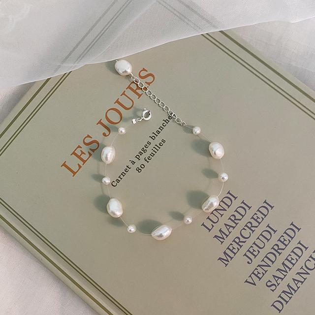 Natural Freshwater Baroque Pearl Bracelet With 925 Sterling Silver Button Jewelry For Women