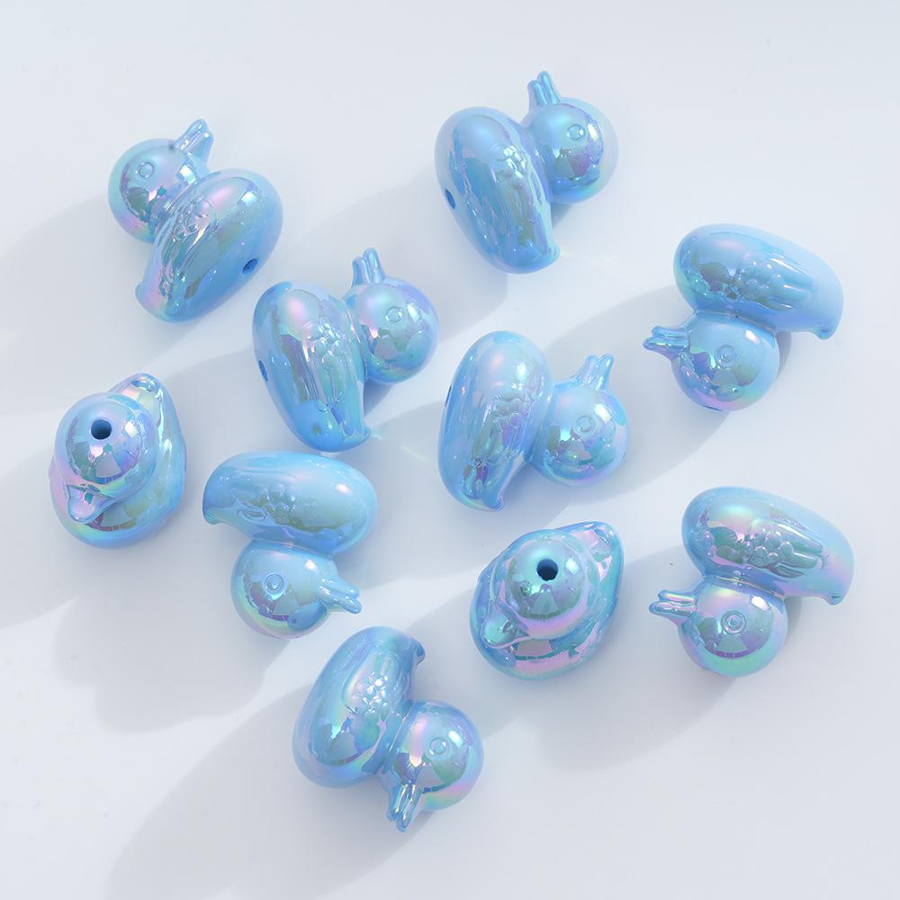 DW11 5pcs Personality Style Cartoon Cute Colorful 3D Duck Beads Cartoon Beads DIY Jewelry Diy Chain Bracelet Pendant Accessories