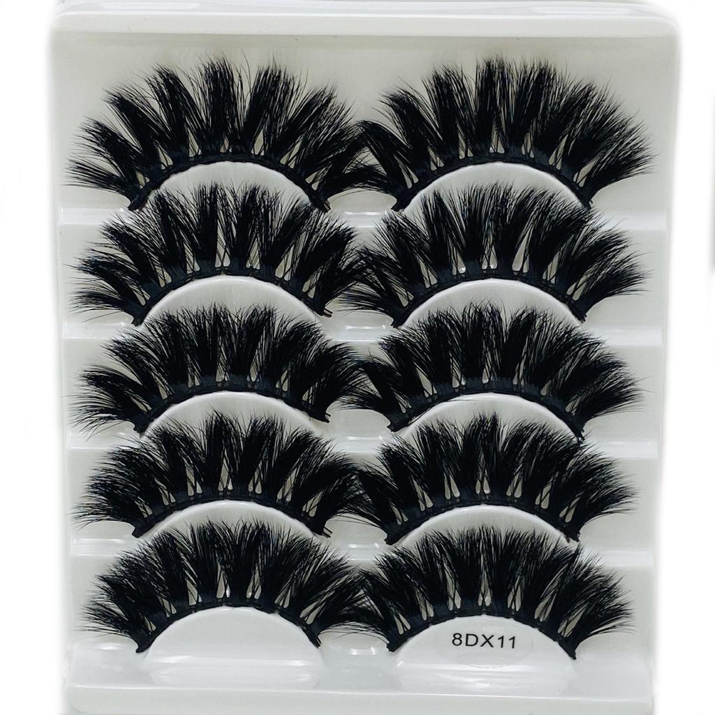 Beauty Eye Makeup Tools Criss-cross Thick Long False Eyelashes Wispies Fluffies 8D Mink Hair