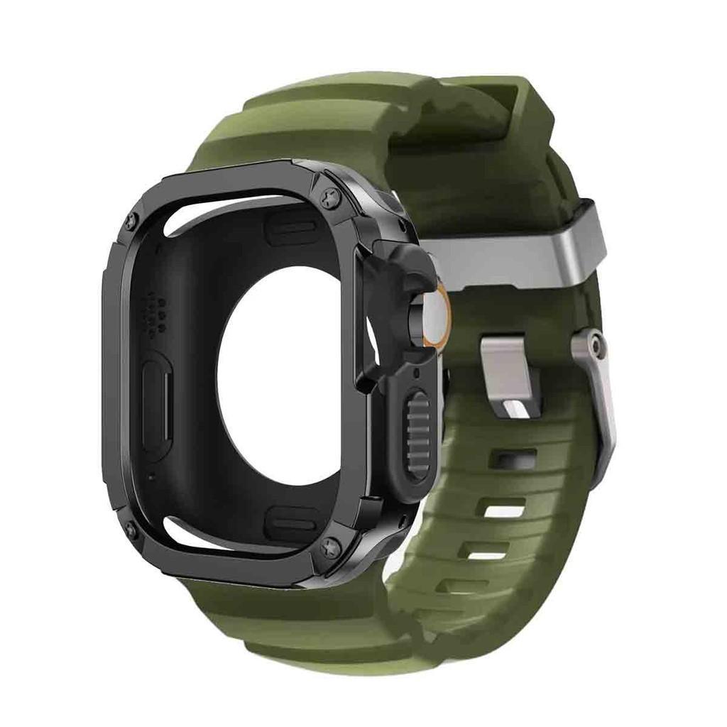 Силиконовый ремешок+Чехол из ТПУ и ПК для Apple Watch Ultra 3 2 1 49 мм для iWatch Серии 11 10 46 мм ремешок для Iwatch 9 8 7 6 5 4 45мм 44мм