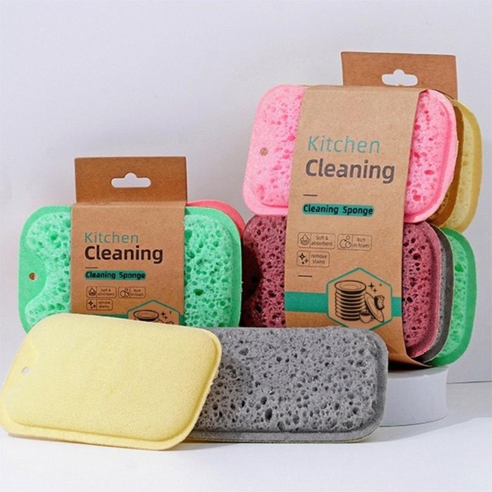 6pcs/set Washable Cleaning Sponges Reusable Dishwashing Sponges Useful Sponge Wipes Pan Cleaning