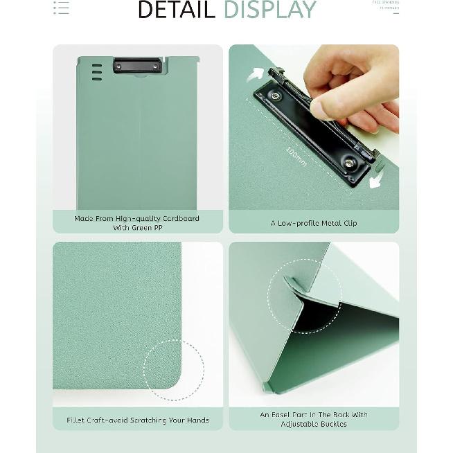 Free Standing Clipboard and Desktop Stand with Adjustable Buckles Easel Back - Foldable Stand and Document Holder for School, Office and Business Use