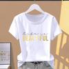 (Asian Size) Graphic Tee T Clothing Flower Trend Watercolor Cute Casual Fashion Print Female Casual Women's Top Short Sleeve T-shirt