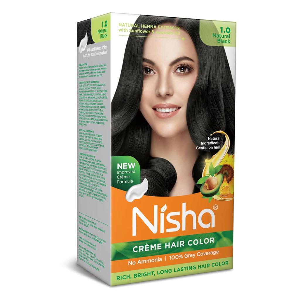 Nisha Cream 1.0 Натуральный Черный Краска для Волос Комплект Без Аммиака Стойкая Блеск Покрытие Седины Для Женщин Мужчин Домашнее Использование
