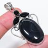 Natural Banded Agate, Spinel 925 Sterling Silver Jewelry Pendant 2.56" j1Q82