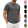 Мужская футболка-henley с коротким рукавом, классическая, с пуговицами на воротнике, легкая, мягкая, повседневная, летняя