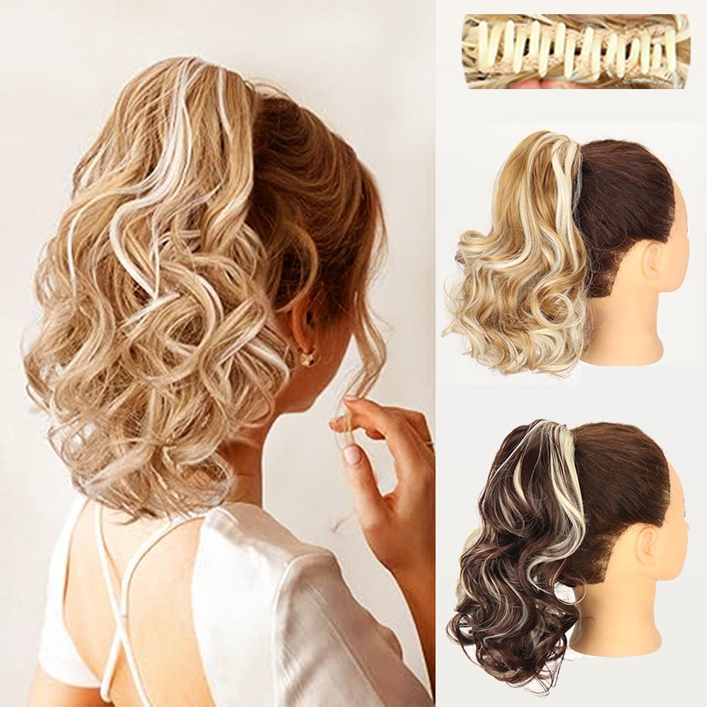 LISI HAIR Синтетические короткие волнистые зажимы для волос в хвосте, наращивание хвоста, 12 дюймов, светлый конский хвост для женщин, повседневная вечеринка