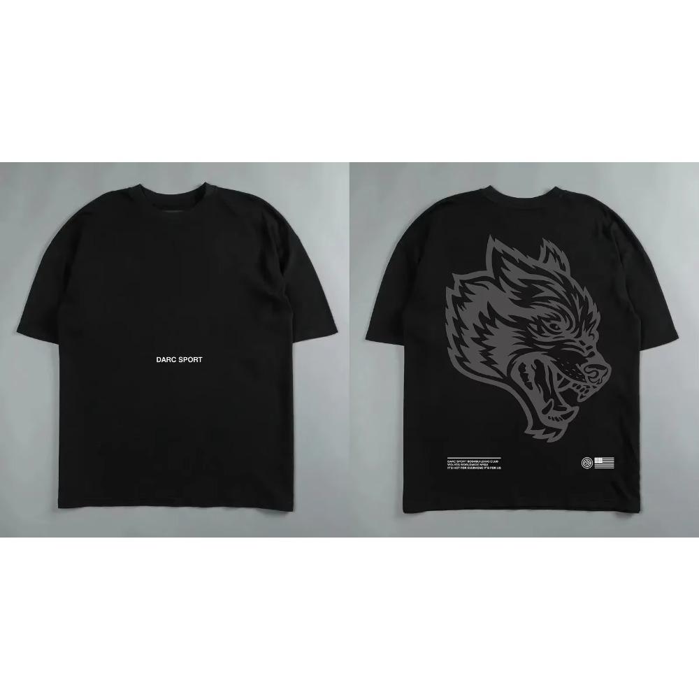 Darc Wolf Head Смешной принт Тренировка Тренажерный зал Фитнес 100% хлопок Мужская футболка с коротким рукавом Повседневная футболка Модные спортивные свободные топы Y2k