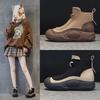 981 кожаная женская обувь осень и зима новая обувь на платформе с толстой подошвой и скрытой танкеткой повседневная женская обувь