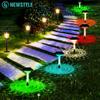 Solar Pathway Landscape Lights Waterproof LED Solar Lights Outdoor Garden RGB Warm White Decor Path Lighting Walkway Backyard