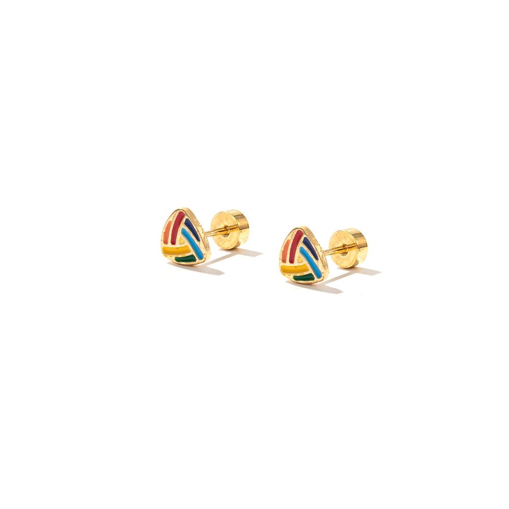 New Earrings Rainbow Color Geometric Drip Earrings Stylish Simple Style Jewelry Women