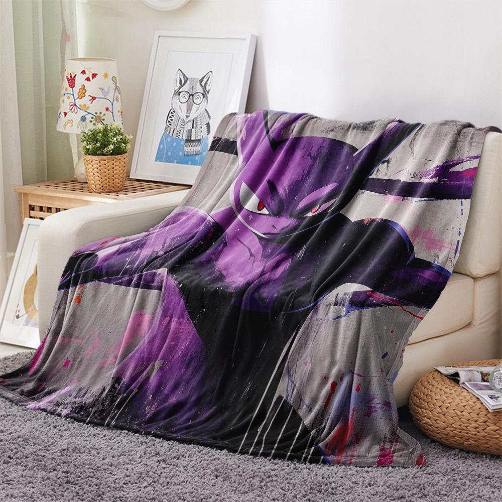 Mewtwo Print Flannel Blanket, High quality Comfortable for All Seasons, Home Decor, Warmth and Comfort