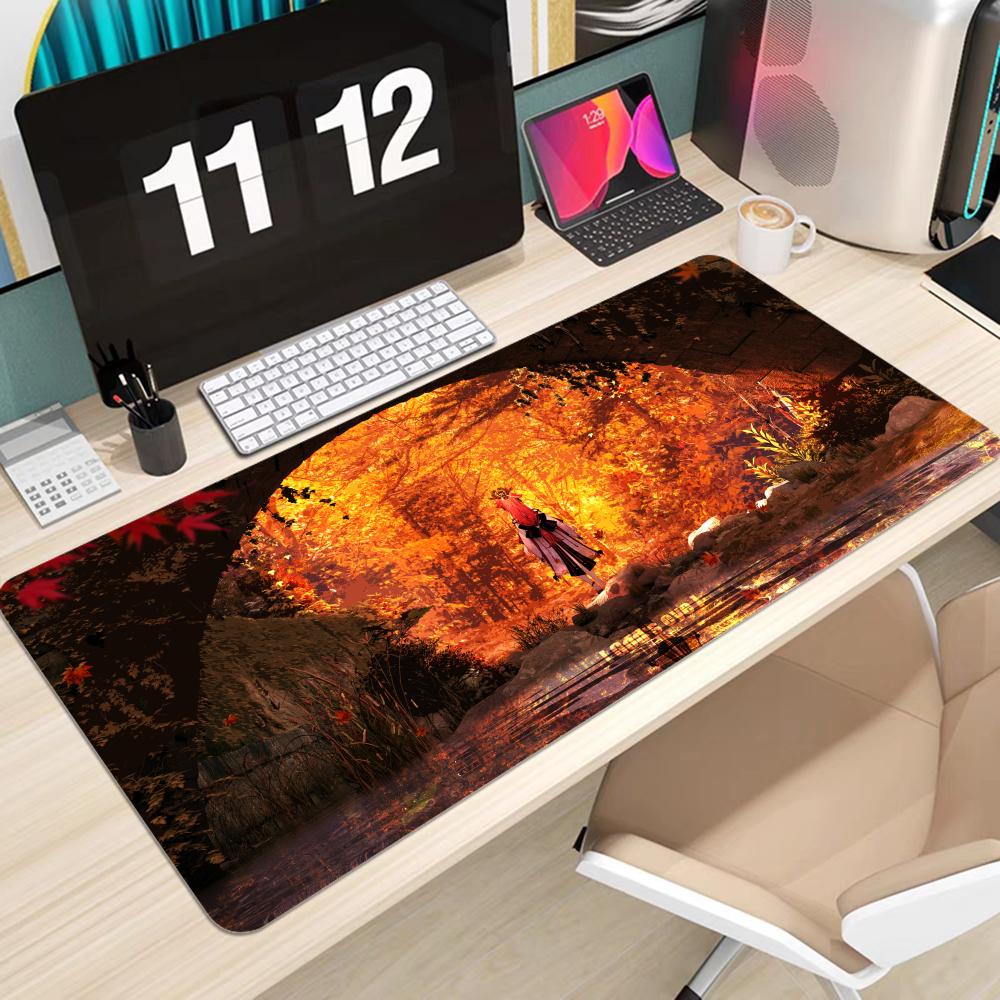 Коврик для мыши Genshin Impact Яэ Мико Анимация Офисный Студенческий Игровой Утолщенный Большой Нескользящий Коврик для Подростковой Спальни