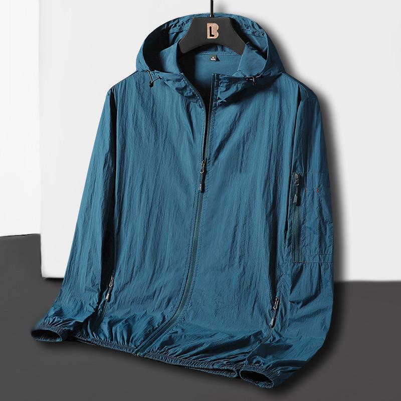 Men's Summer Light Breathable Jacket Large Size Casual Sun Protection Softshell Jacket Casual Hooded Jacket