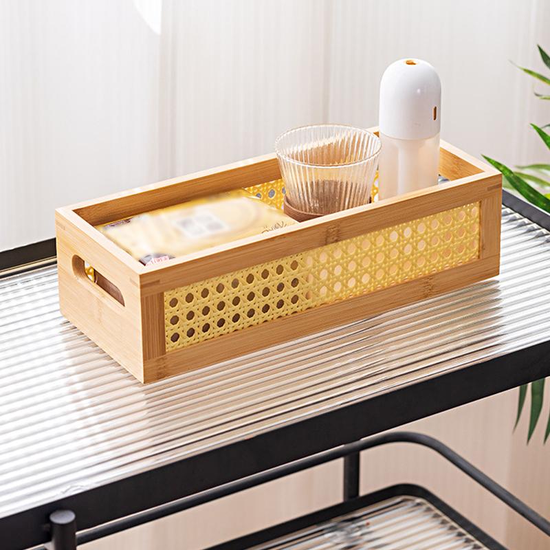 1 шт. плетеная удобная бытовая простота деревянная современная безкрышная корзина для хранения сетка