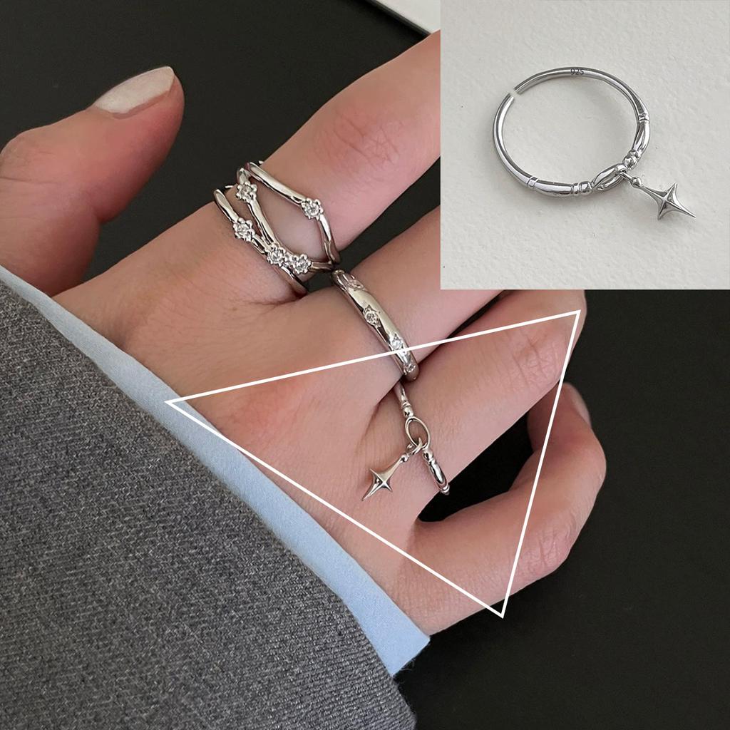 925 Silver Flower Lace Ring Korean Fashion Opening Inlaid CZ Adjustable Rings Valentine's Day Gift