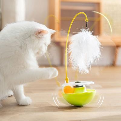 Забавные игрушки-неваляшки для кошек, устойчивые к укусам, съемные, поворотные, плюшевые перья, игрушка для кошек, интерактивная палочка для дразнения кошек с кошачьей мятой