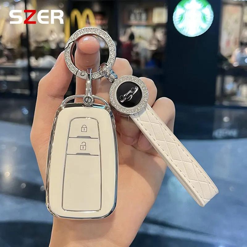 ZYU3  Fashion TPU Car Keychain Key Case Cover Shell Fob For Toyota Corolla Prius Camry CHR C-HR RAV4 Altis Land Cruiser Prado Keyless