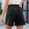Женские модные трендовые однотонные повседневные шорты из денима с карманами, бахромой и разрезами