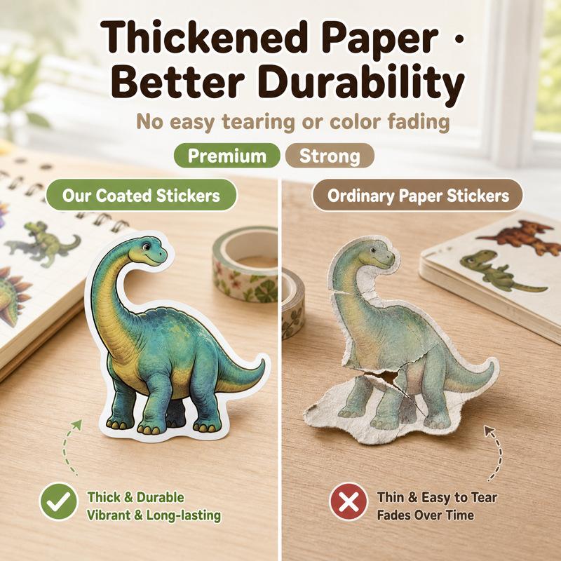250/500pcs Dinosaur Stickers Roll Cute T-Rex Die-Cut Self-Adhesive Stickers Reward Stickers DIY Journal Decor Stickers
