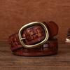 Men's Hand-woven Leather Belt Personalized Non-punching Copper Buckle Tactical Trendy Casual Belt