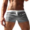 Men's Solid-Color Swimming Trunks With Drawstring Pockets Slim Beach Shorts And Swimwear