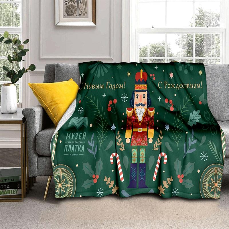 Cartoon Merry Christmas Gift The Nutcracker Doll Happy New Year Soft Flannel Blanket for Beds Bedroom Sofa Picnic,Throw Blanket