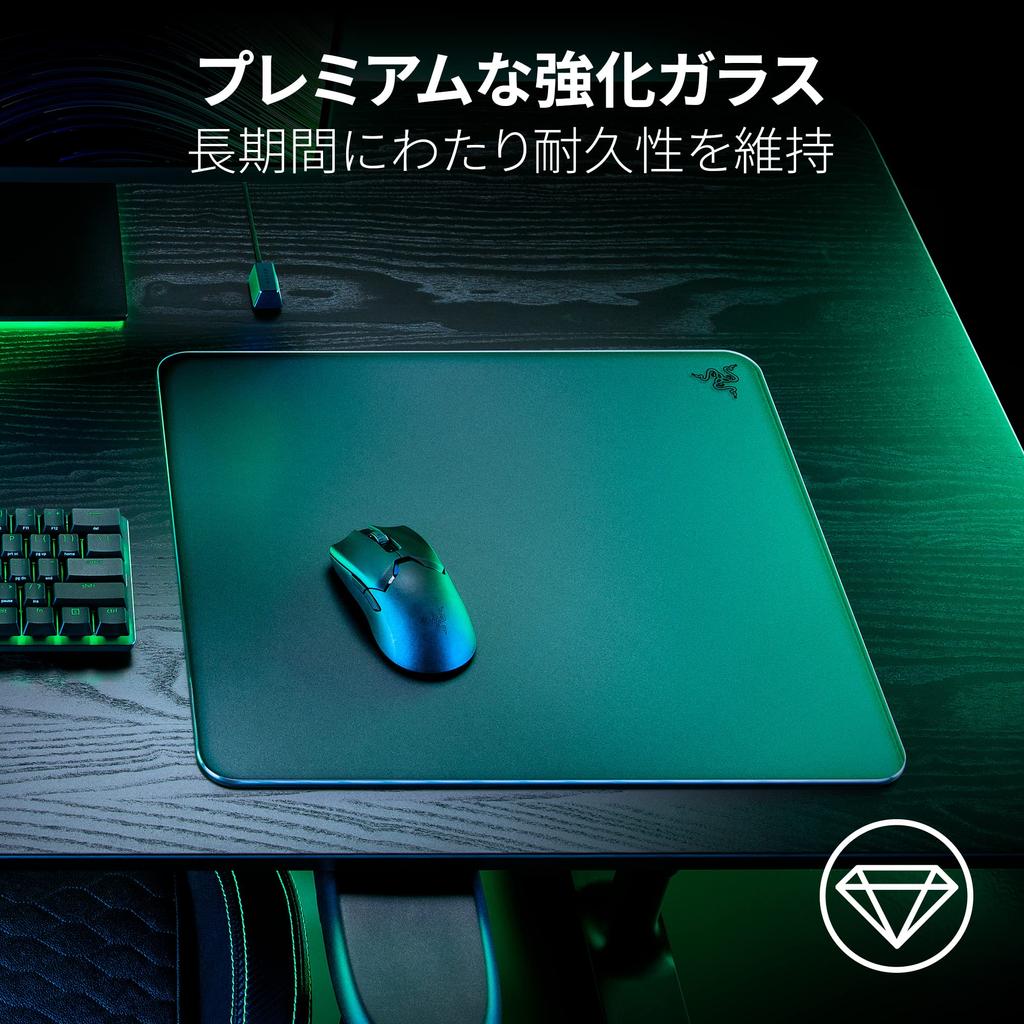 Коврик для игровой мыши Razer Atlas Glass для бесперебойной работы мыши. Поверхность из закаленного стекла премиум-класса. Оптимизирован для оптических датчиков с помощью фрезерования с ЧПУ.
