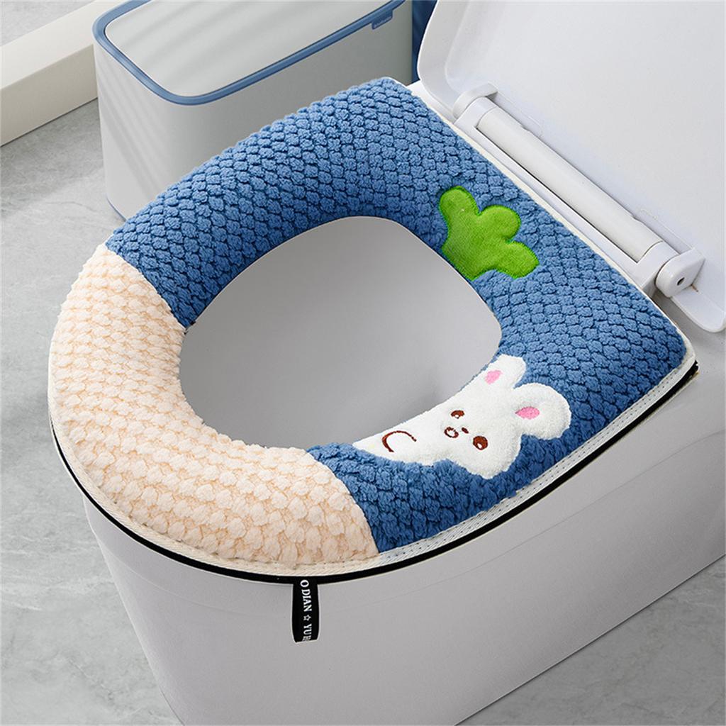 Cartoon Toilet Cover Plus Velvet Toilet Seat Cover Thickened Zipper Cartoon Toilet Mat To Protect Pregnant Women Confin