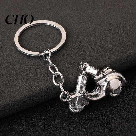 Commuter Keychain Pendant Motorcycle Charm Zinc Alloy Key Chain with Buckle Retro Electric Donkey Scooter Design Holder