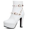Platform Ankle Boots Women Short Shoes Fashion Rivets Belt High Heels Autumn Winter Women's Boots Large Size 42 43 WSH4926