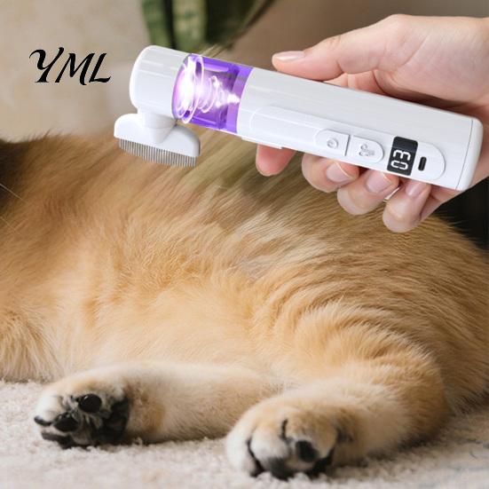 Pet Grooming Vacuum Electric Flea Comb, Brush with Suction, 3-in-1 Rechargeable Dog Cat Adjustable Tool 360 Degree Rotating Head, Deshedding Comb for