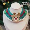 Cute Christmas Pet Collar Cartoon Adjustable Cat Necklace Hand-knitted Safety Puppy Neck Strap Dog