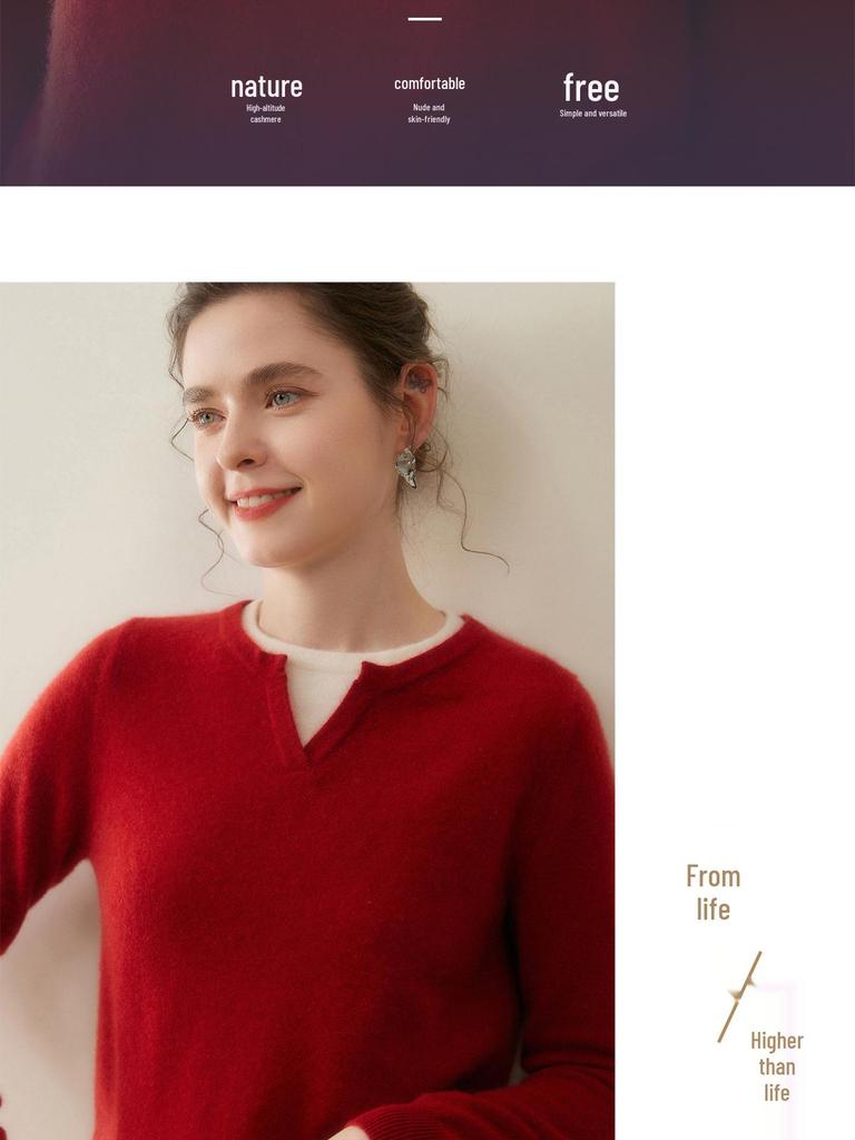 Women's Fashion Cashmere Knit Henley Neck Two-Piece Pullover - Versatile Autumn/Winter Solid Color Base Layer