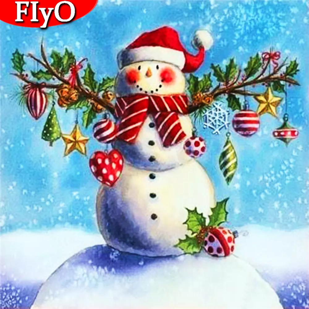 5D DIY Diamond Painting Christmas Snowman Diamond Embroidery Landscape Winter Art Rhinestone Needlework Decor For Home