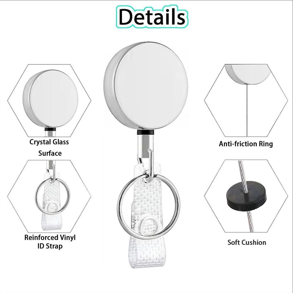 Heavy Duty Retractable Metal Wire Keychain Pull Badge Reel ID Lanyard Name Tag Card Badge Holder Reel Key Ring Outdoor Tool