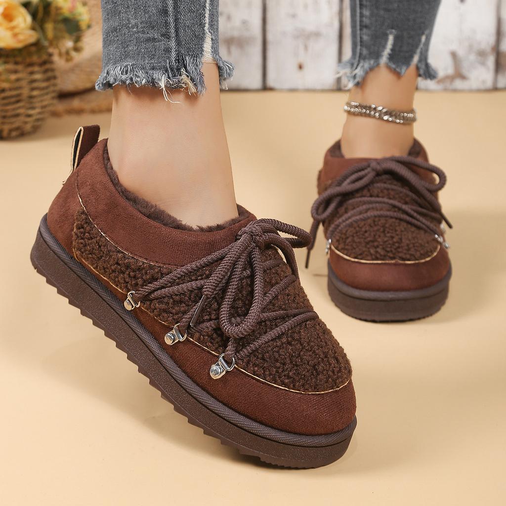 Модные осенне-зимние низкие сноубутсы женские теплые слипоны на толстой подошве меховые ботинки размер 36-44 круглый носок Botas Mujer удобная обувь