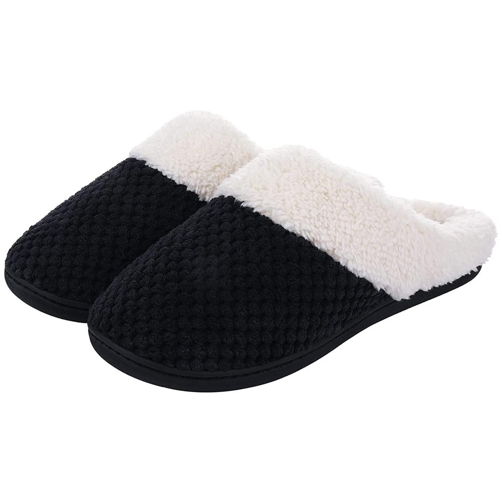 Comwarm Warm Cotton Slippers For Women Men Autumn And Winter Flats Soft Non-slip Fluffy Slippers Design Slides Indoor House Shoe