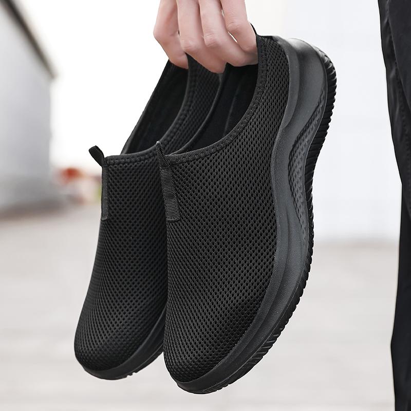 Fashion Men Mesh Half Slippers Non-Slip Soft Sole Flat Shoes Wear-Resistant Casual Walking Shoes for Adults Travel Walking Outgoing Play