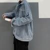 Мужское джинсовое пальто с лацканами, длинными рукавами, однобортная куртка с карманами с клапанами