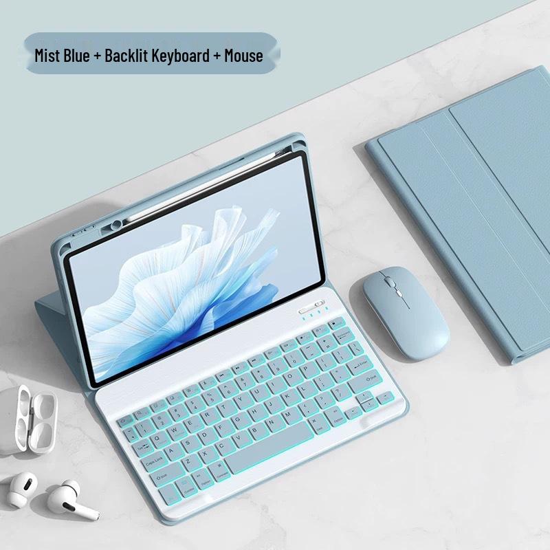 Защитный чехол для iPad A16 11 дюймов с беспроводной Bluetooth-клавиатурой с подсветкой и слотом для стилуса для 10.9 Gen