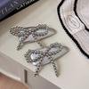 Korean Version of the New Metallic Silver Beads Bow Hairpin Leather Break Clip Sweet Temperament Versatile Side Accessories Girl