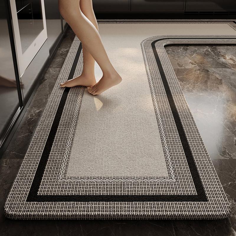 Кухонный коврик Водонепроницаемый Нескользящий Износостойкий Ковер L-образной формы Минималистичный Геометрические линии Коврики Домашний декор Коврик