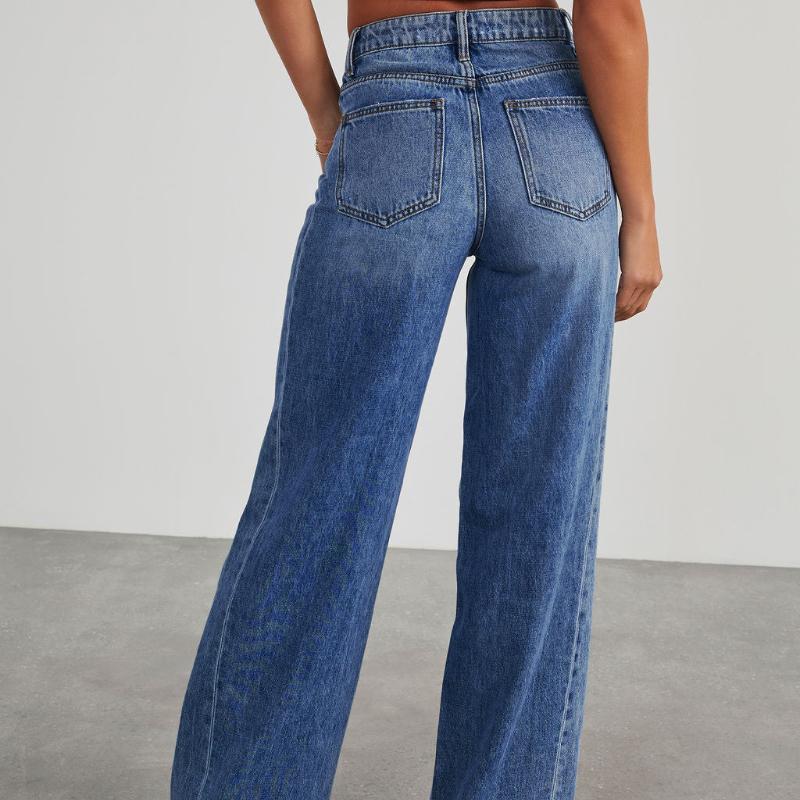 Модные прямые джинсы с кисточками, женские джинсовые брюки с высокой талией и карманами на пуговицах, женские повседневные свободные широкие брюки, новинка 2025 года